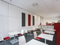 Vollwand-Systemtrennwand zur Raumgliederung in Aufenthalts- und Kommunikationsbereichen mit flexibler Flächenorganisation