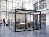 Raumlösung Spaces als freistehender Besprechungsraum für Teammeetings, Projektarbeit und flexible Bürogestaltung