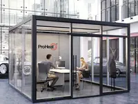 Uniska Spaces schafft freistehende Räume für Teamarbeit, Besprechungen und den spontanen Austausch innerhalb offener Arbeitswelten